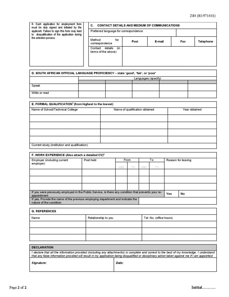 Government New Z83 Application Form (PDF and Editable) Khabza Career