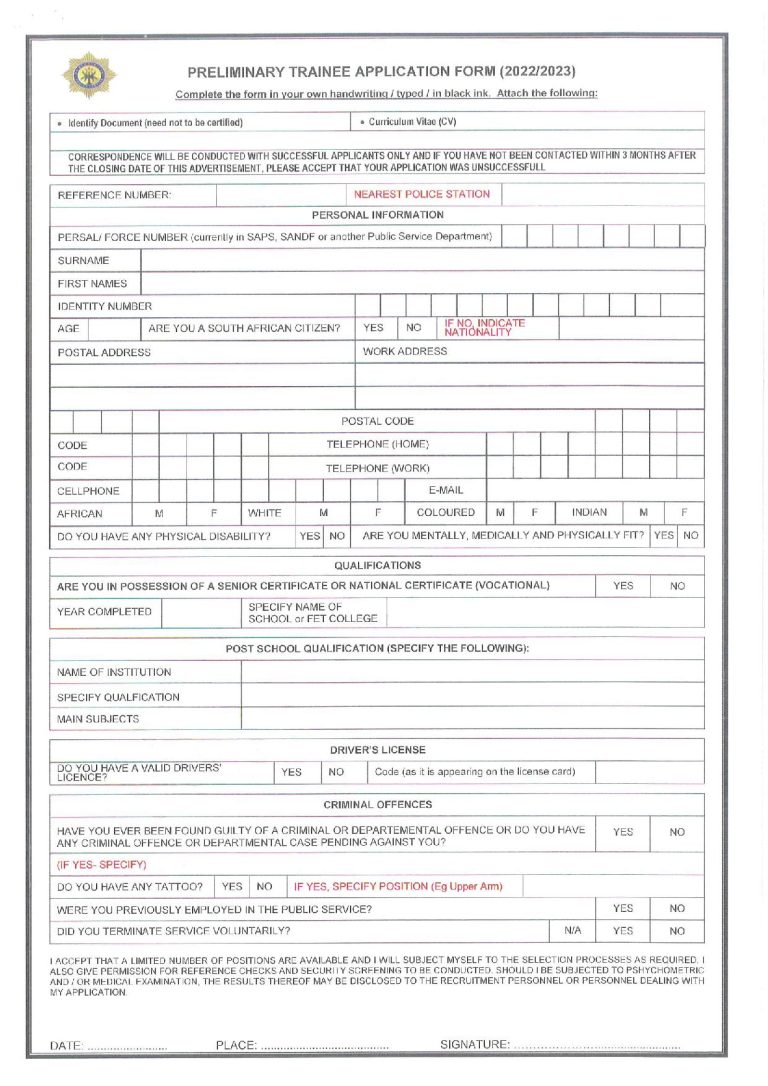 Police Application Form 2024 Bliss Marjie