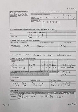 How To Fill A New Z83 Form As Required By The Government Of South ...